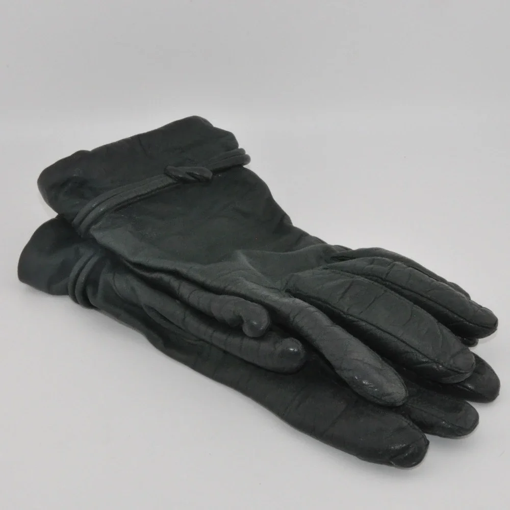 Wilsons‎ Leather Gloves Medium Green Good Knotted Wrist S4123 L